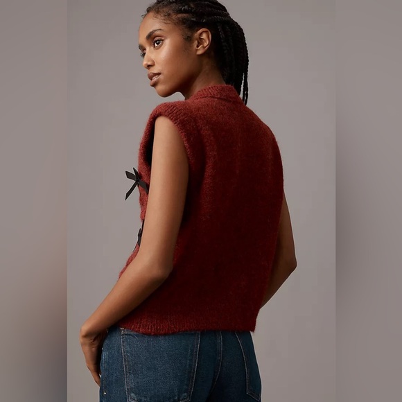 Damson Madder Aggie Bow Knit Sweater Vest - Picture 2 of 8